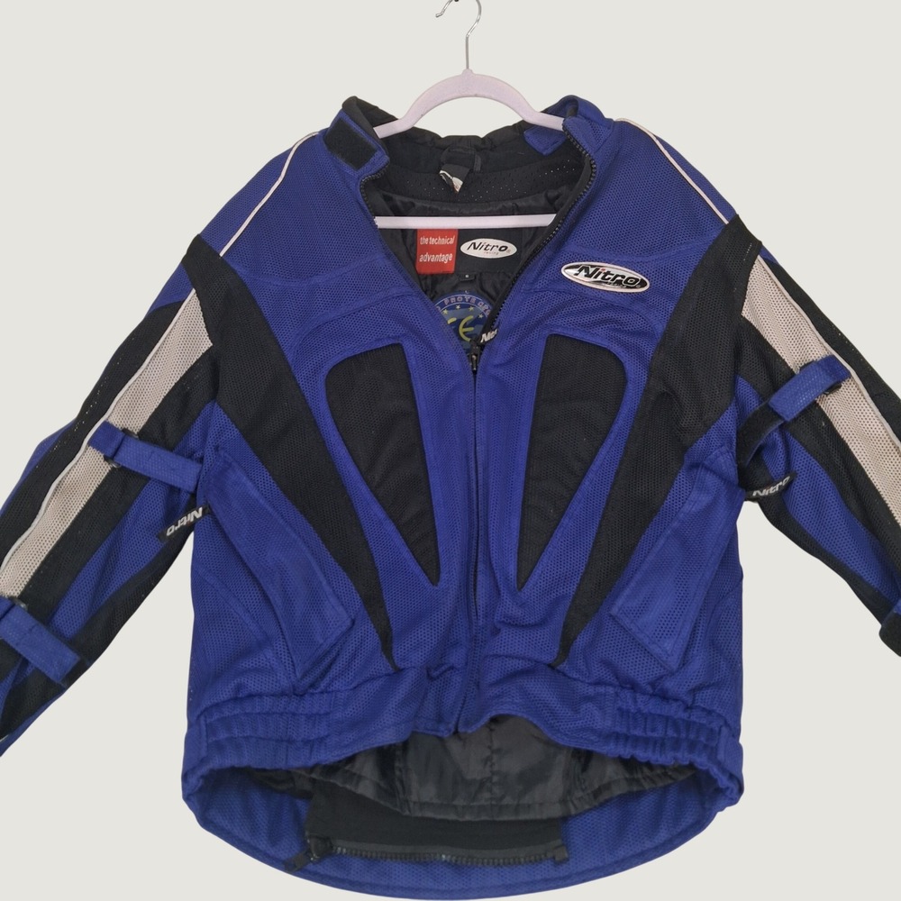 Nitro Racing Motorcycle Jacket Mens Small Blue Black‎ Mesh CE Armor Padded Biker